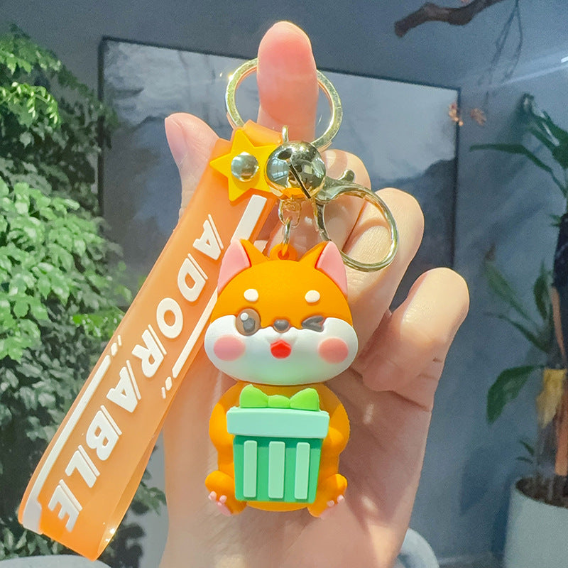 Wholesale cute little Shiba Inu cartoon doll PVC keychain